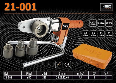 Изображение Сварочный аппарат 650 Вт с насадками 20-40 мм., Neo 21-001 от ГК "Техносфера"