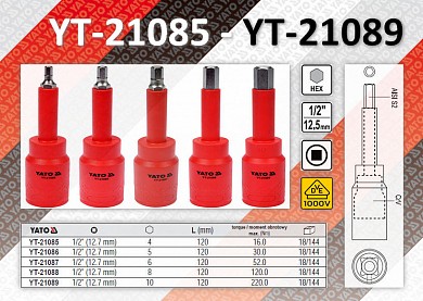 Фото Головка со вставками hex vde 1000В 1/2", yt-21085 - yt-21089 от ГК ТЕРА