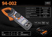 Клещи электроизмерительные V,A,Ω,AC,DC,TºC,nF, 3 бат. ААА 1.5В., Neo 94-002