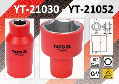 Фото Головка короткая vde/1000v 6-гр 10-32 мм., yt-21030 - yt-21052 от ГК ТЕРА