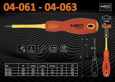 Фото Отвертка крестовая 1000v, pz0-pz2., neo 04-061 - 04-063 от ГК ТЕРА