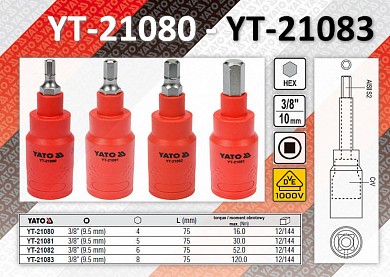 Фото Головка со вставками hex vde 1000v 3/8", yt-21080 - yt-21083 от ГК ТЕРА