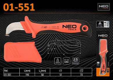 Фото Нож монтерский с пяткой в чехле 1000v - 195 мм., neo 01-551 от ГК ТЕРА